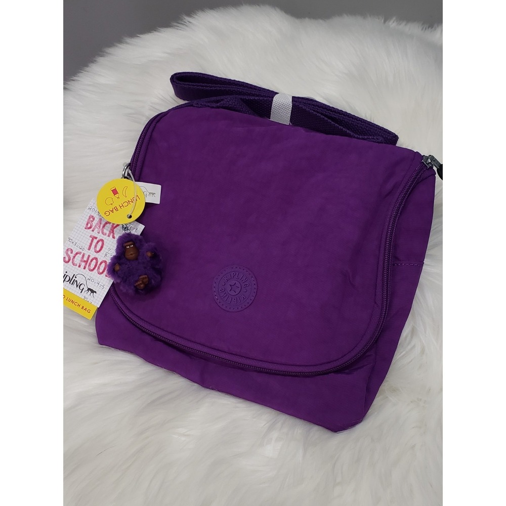 NEW KIPLING Purple Insulated Zip-Around Kichirou Lunch Bag Tile Purple Crossbody